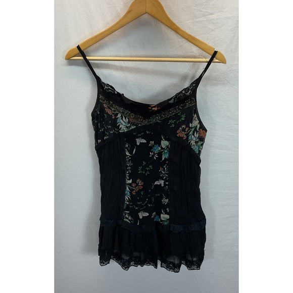 Finesse Tops - Vtg Finesse Y2K Babydoll Tank Top S Fairy Grunge Floral Coquette‎ Lace Pleated